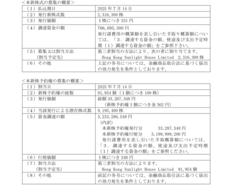 第三者割当による新株式及び第17回新株予約権の発行に関するお知らせ